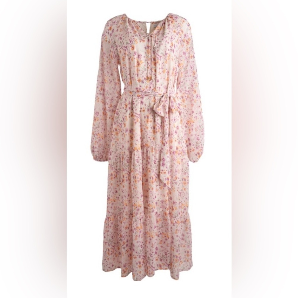 Ivy City Co Imogen maxi dress in blush floral long sleeve dress plus size 3X - Picture 3 of 11